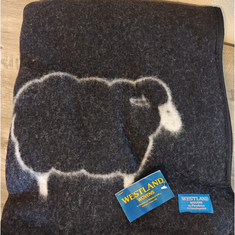Pendleton Westland Wovens Novelty Throw 60x60 Black Sheep Wool Blend Z640-350